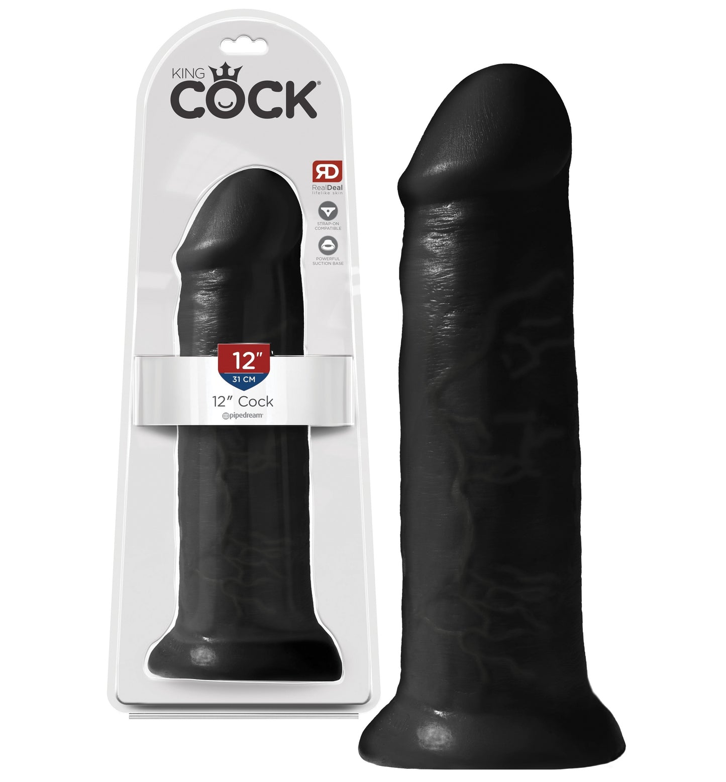 Dildo 30cm Consolador Negro Grueso Grande Inmenso King Cock 12 PuLG 30cm