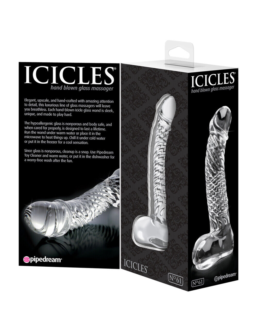 Dildo Consolador Estimulador Vaginal Anal Cristal Icicles No. 61 Clear Glass G-spot Dildo