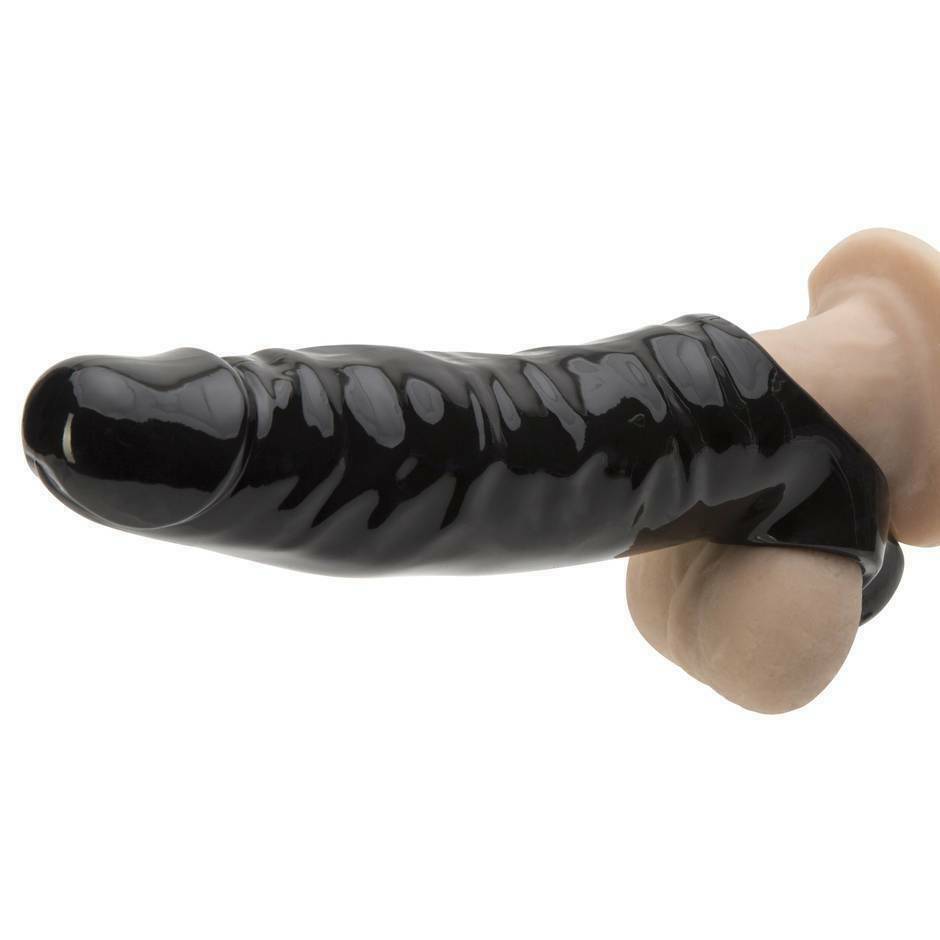 Funda Extensión 18cm Negro Extensor Pene Mas Grande Grueso Mighty Sleeve With Ball Loop-Black