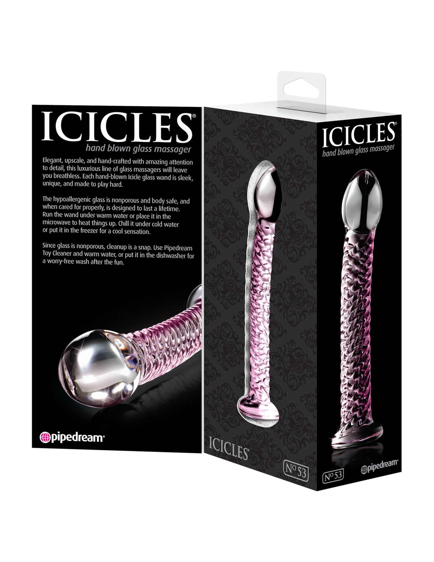 Plug Anal De Cristal, Hipoalergénico Elegante Icicles 53 Rosa