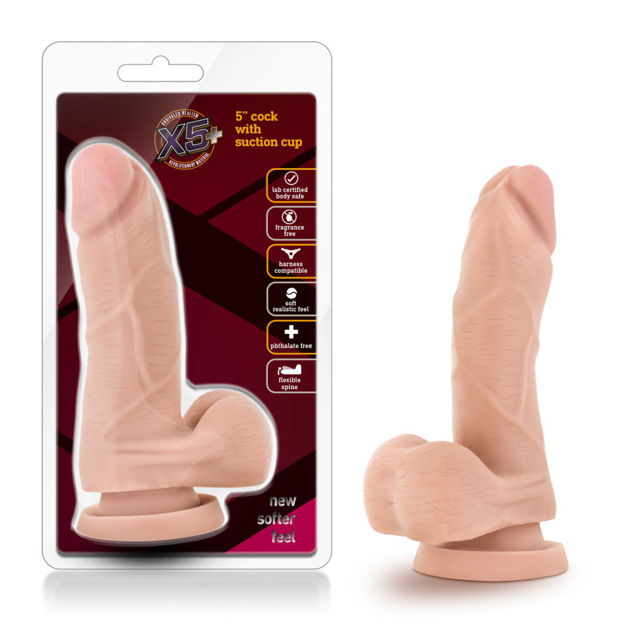 Dildo Consolador Pequeño Suave Realista 13.5cmX5 Plus - 5" Cock with Suction Cup - Beige