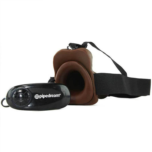 Funda Extension 18cm Vibrante Arnés Vibrating 7 Inch Brown Hollow Strap-On Penis Extension with Balls