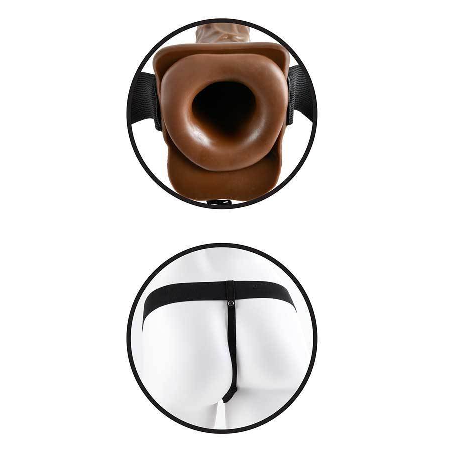 Funda Extension 18cm Vibrante Arnés Vibrating 7 Inch Brown Hollow Strap-On Penis Extension with Balls