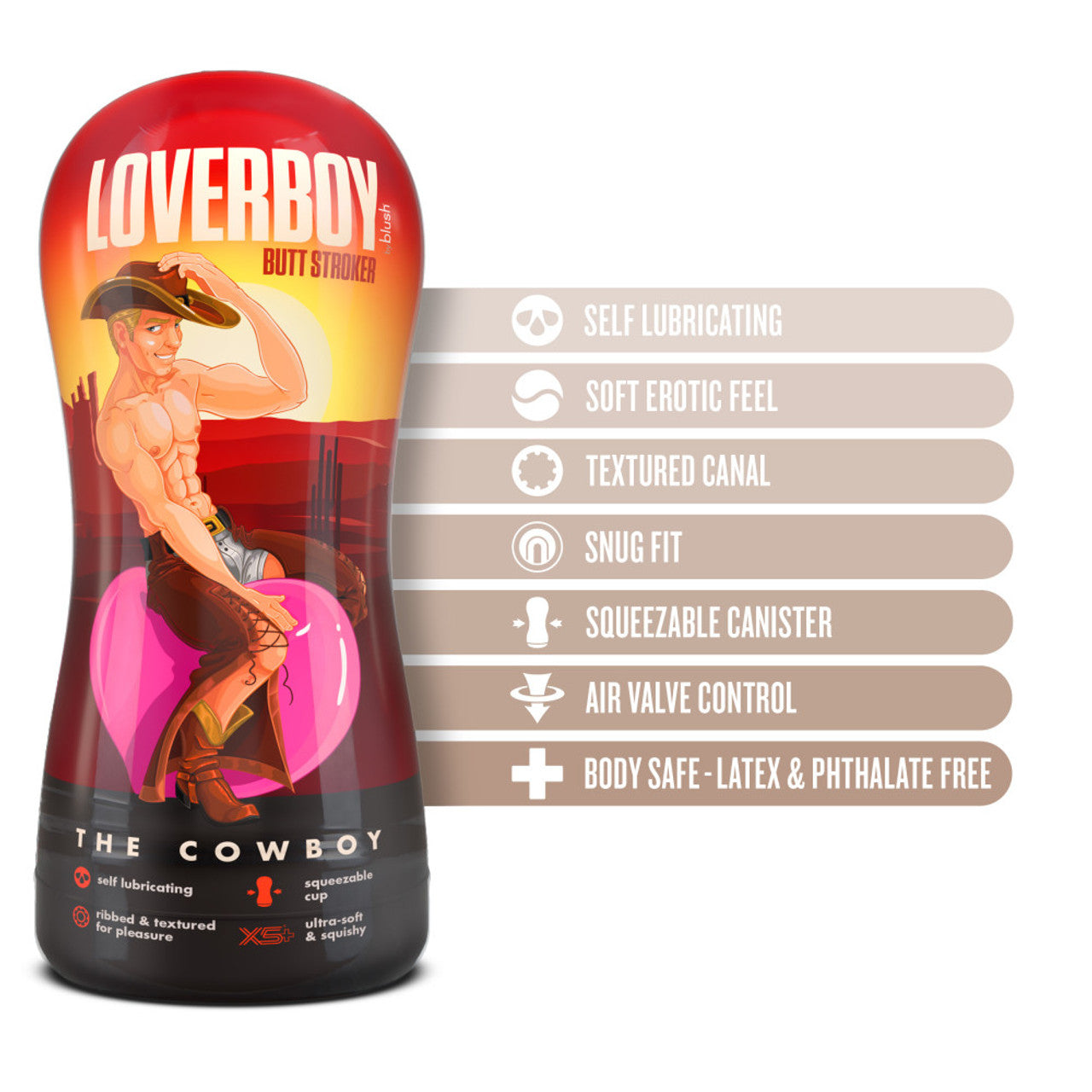Masturbador Ano Hombre Apretado Suave Flexible Beige Loverboy - Cowboy - Self Lubricating Stroker - Beige