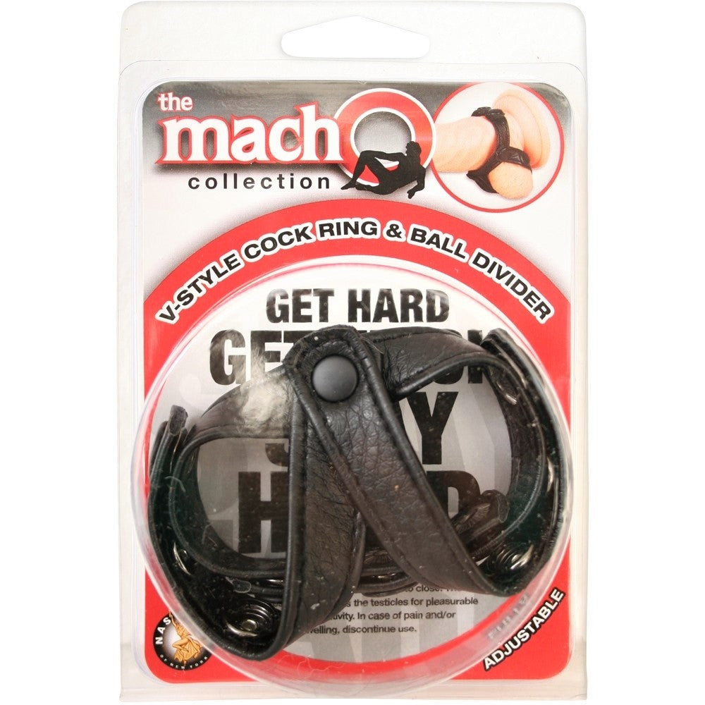 Anillo Liga Pene Testiculos Ajustable Potentes Erecciones V-STYLE COCK RING & BALL DIVIDER – BLACK