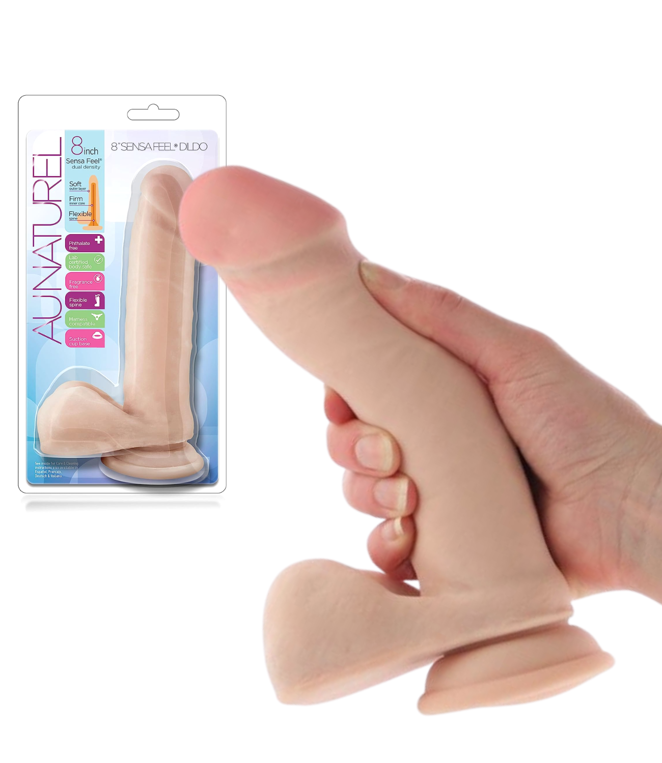 Dildo Consolador Suave Flexible 20cm AU NATUREL - 8'' SENSA FEEL DILDO - BEIGE
