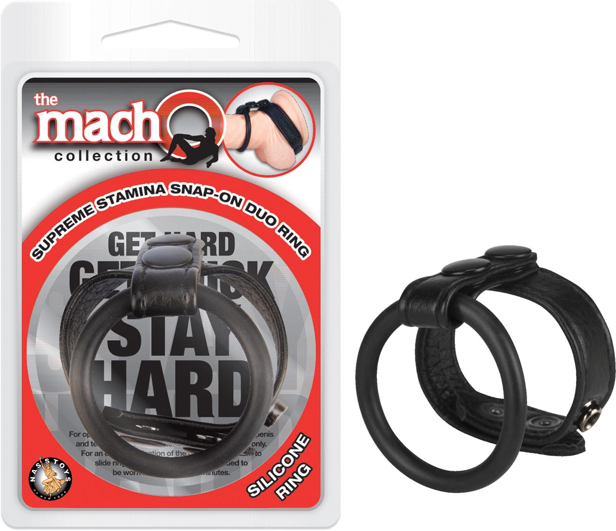 Anillo Retención Pene Y Bolas Fuertes Erecciones SUPREME STAMINA SNAP-ON DUO RING