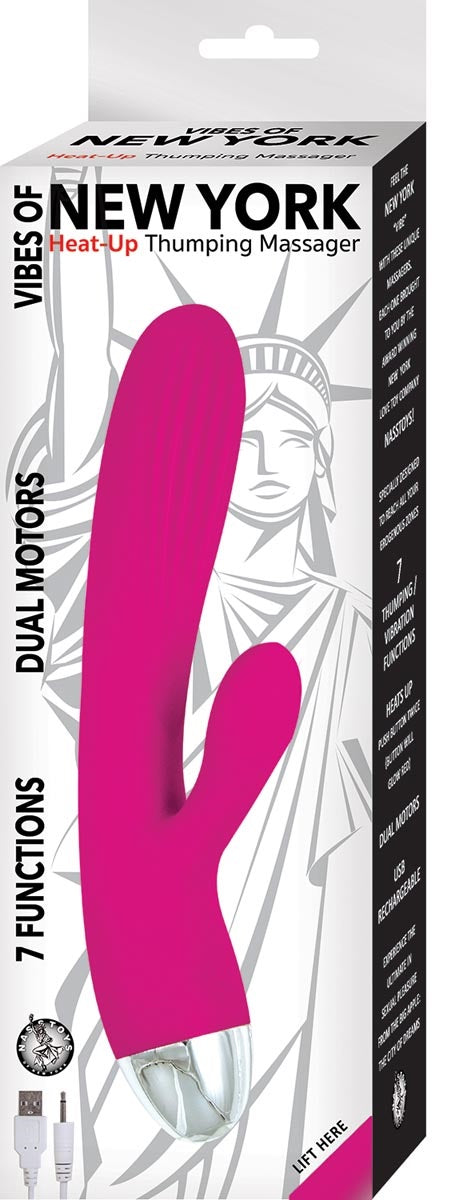Vibrador Empuje Clítoris Punto G De Lujo Recargable Vibes of New York Heat-Up Thumping Rabbit Pink