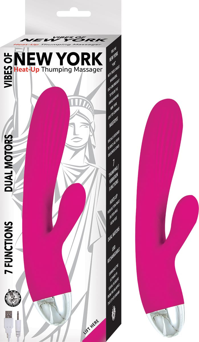 Vibrador Empuje Clítoris Punto G De Lujo Recargable Vibes of New York Heat-Up Thumping Rabbit Pink