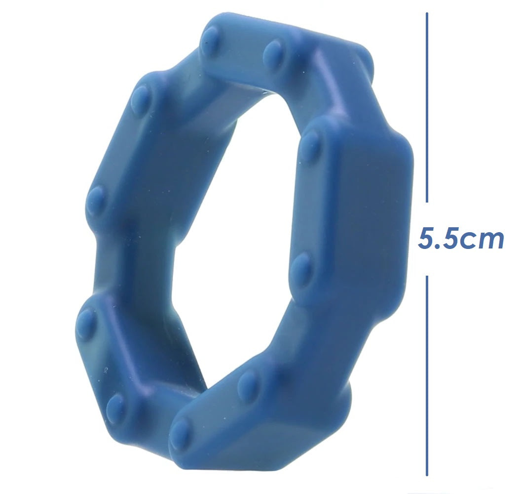 Anillo Retención Retardar Liga Para Pene 3 Cock Ring Set ANAL-ESE CHAINLINK COCK RINGS-BLACK, BLUE, GREY