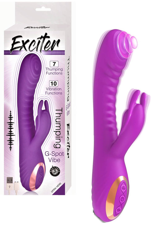Vibrador Empuje Recargable Estimula Punto G Clitoris EXCITER THUMPING G-SPOT VIBE-PURPLE