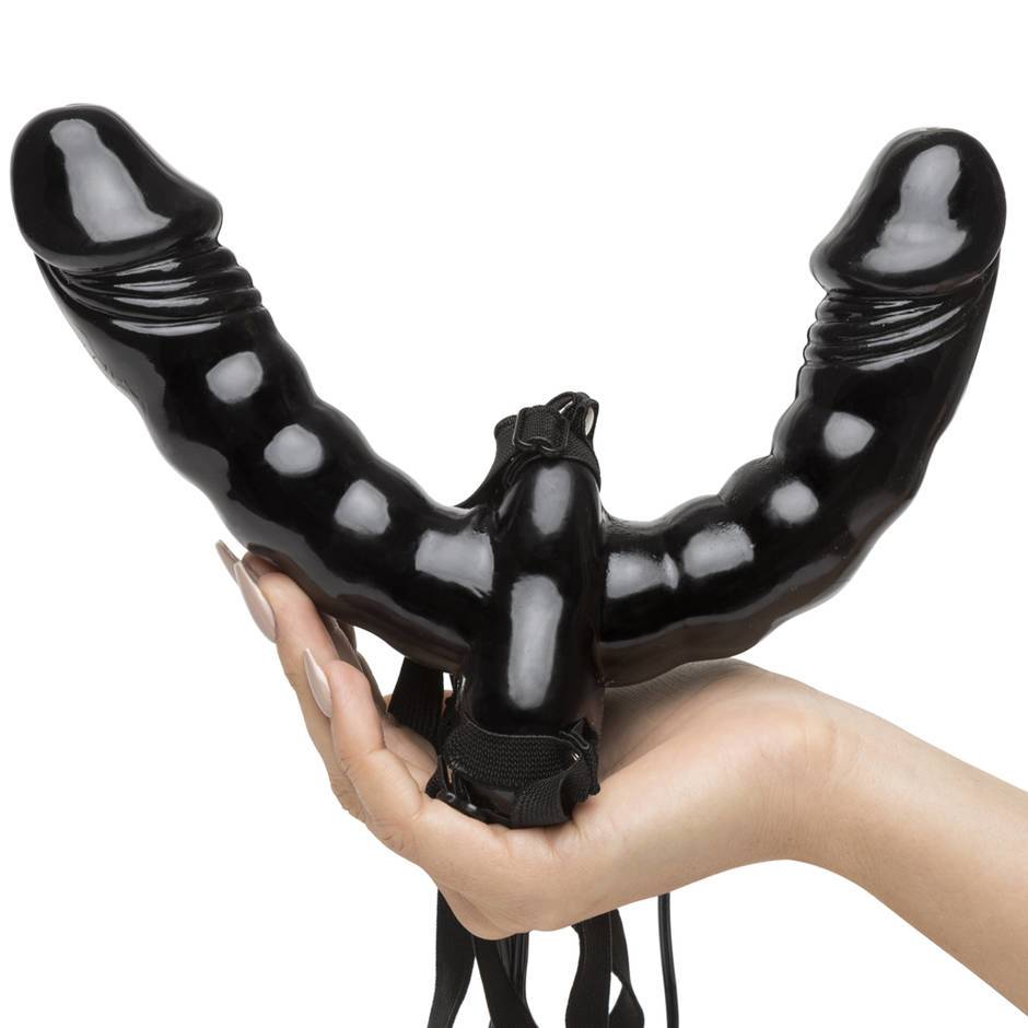Vibrador Doble Dildo Y Arnes Para Juegos De Pareja y Lésbico Fetish Fantasy Double Delight