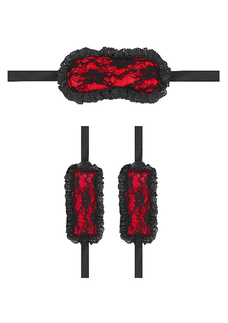 Esposas Antifaz Hermoso Kit Bondage Principiantes Sumisión Introductory Bondage Kit #7 Red