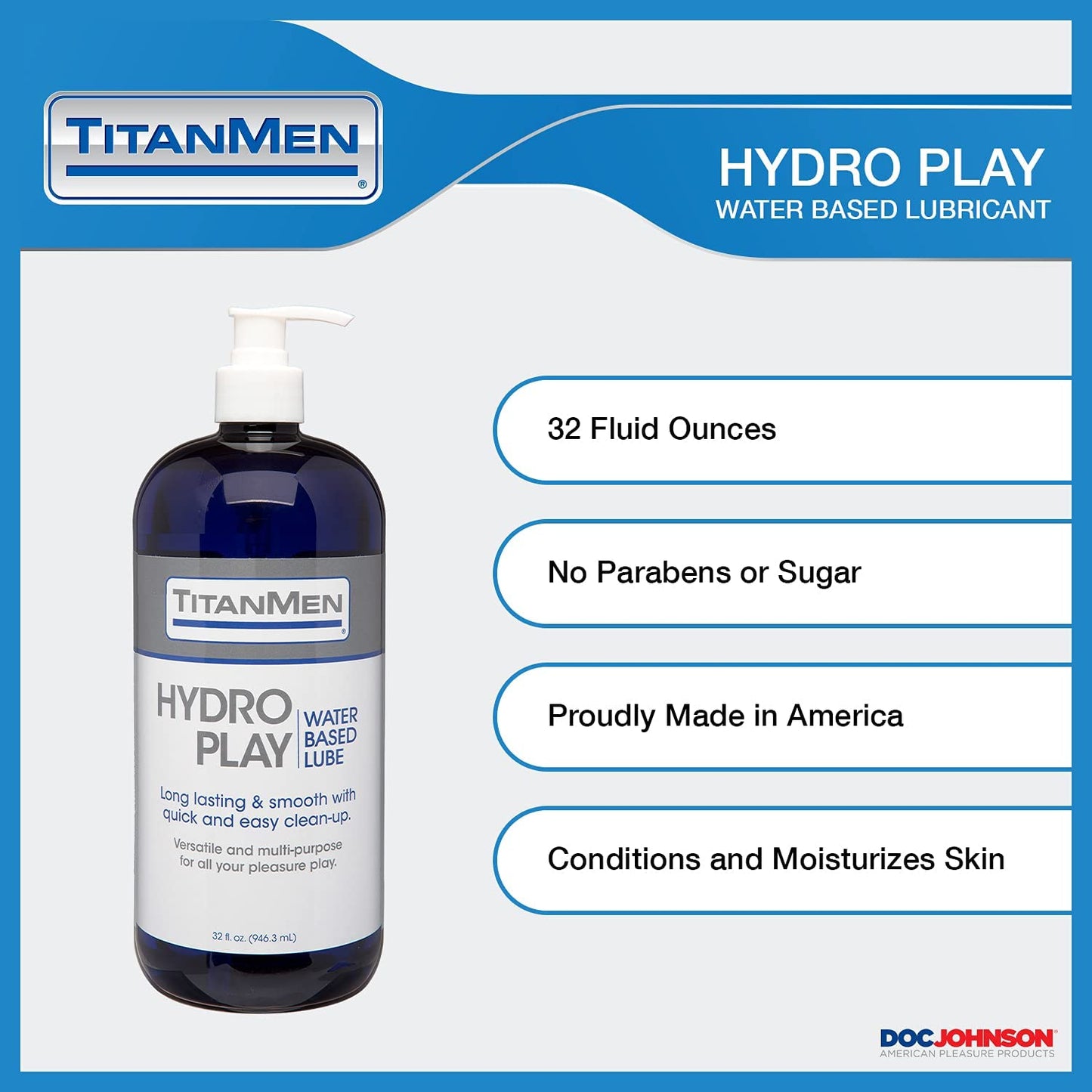 Lubricante Titan Men 32oz/946ml Base Agua Hydro Play Doc Johnson