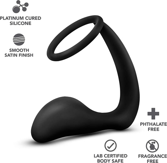 Plug Anal Estimula Prostata Plug Slim Y Anillo Anal Adventures Platinum - Cock Ring Plug - Black