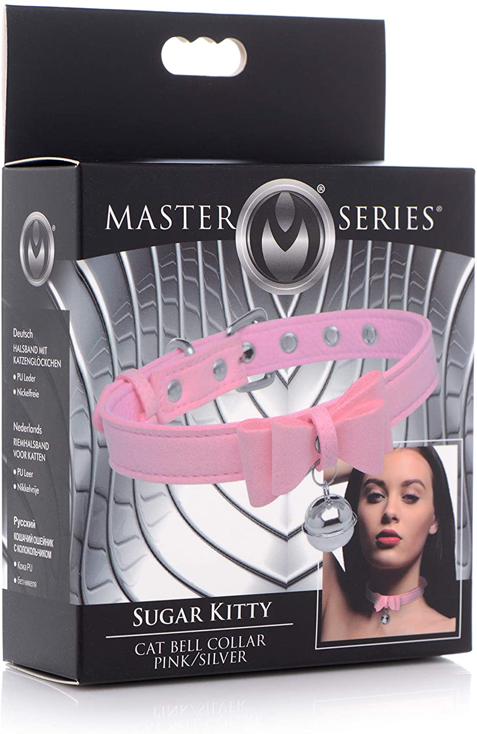 Collar Boundage Cuero Gatita Cascabel Sugar Kitty Cat Bell Collar - Pink/Silver