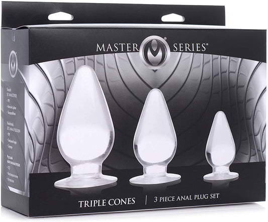 Plug Anal Entrenador Principiantes Sexo Anal Master Series Triple Cones 3 Piece Anal Plug Set - Clear
