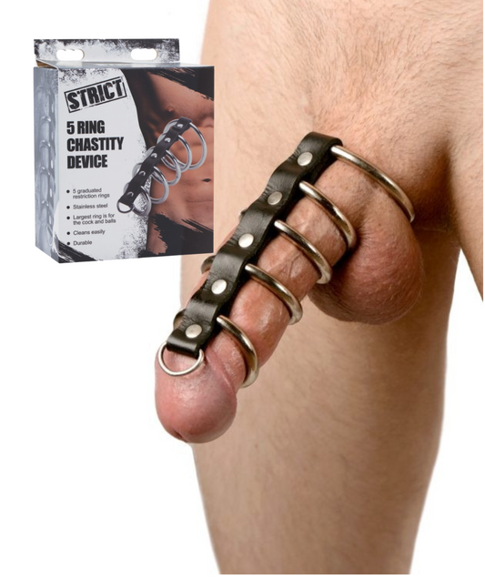 Sujetador Cock Ring Pene Anillo De Castidad Jaula 5 Anillos/ 5 Ring Chastity Device