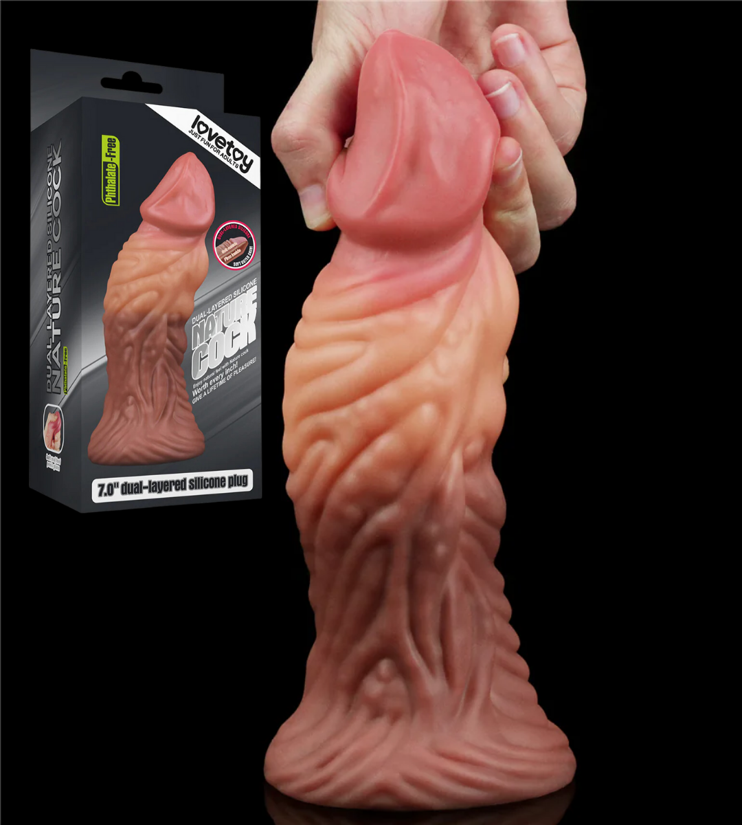 Consolador Dildo Grueso 18cm Silicon Realista Lovetoy 7'' Dual layered Platinum Silicone Nature Plug