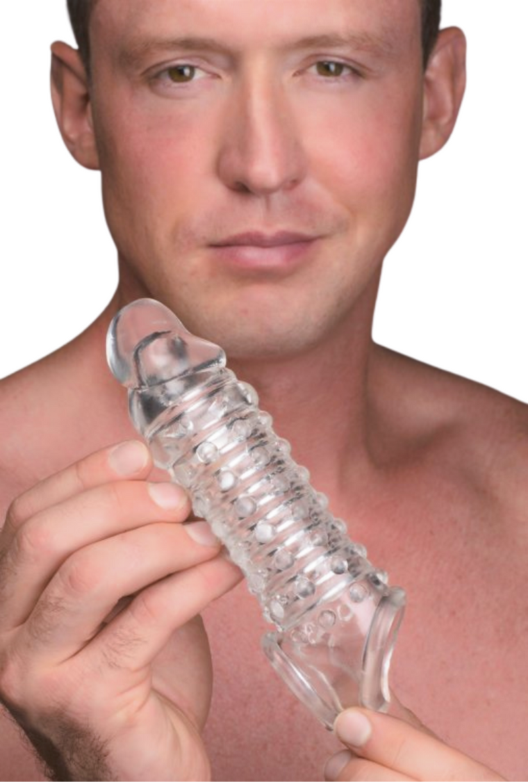 Funda Extensión Textura, Pene Incrementar Engrosar 1.5 Inch Penis Enhancer Sleeve - Clear