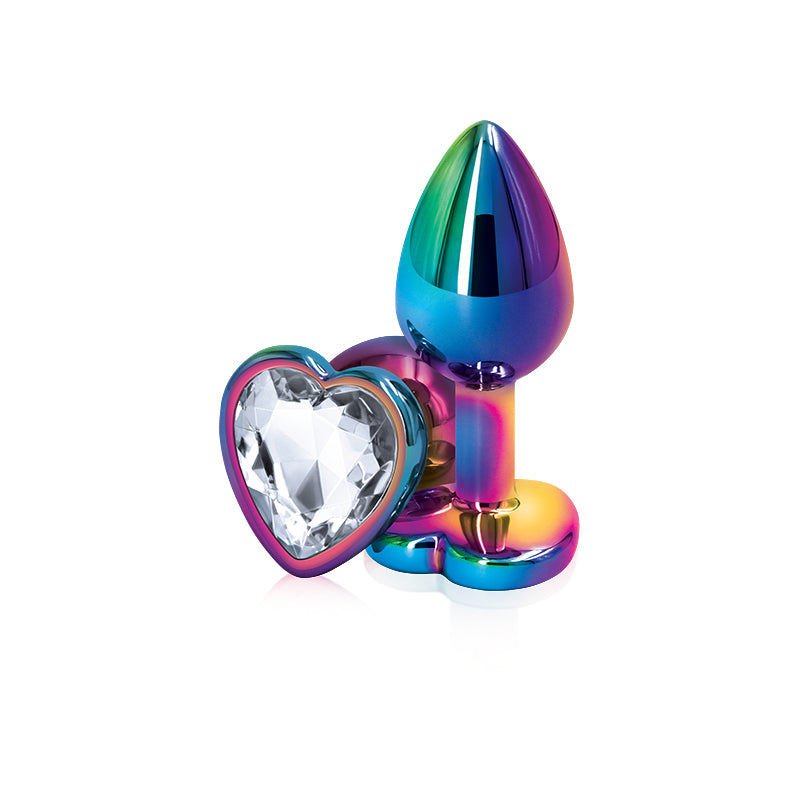 Plug Anal Chico Corazón Tamaño Principiante Rear Assets - Multicolor Heart - Small - Clear
