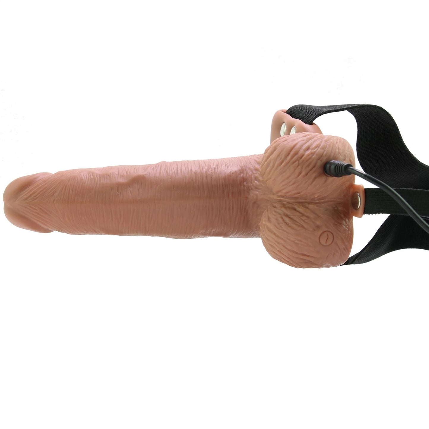 Arnes Dildo Hueco Vibrador Recargable 15cm Moreno Funda Fetish Fetish Fantasy Series 6" Hollow Rechargeable Strap-On with Balls Arnes Dildo Hueco Vibrador 20cm Funda Extensión, Asistente de Erección