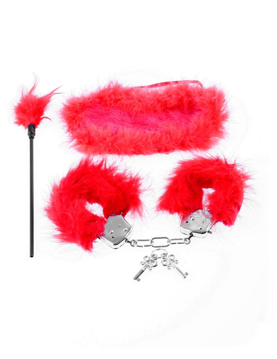 Kit Seduccion Sadomasoquismo Esposas Antifaz Fetish Fantasy kit Feather Fantasy de Pipedream
