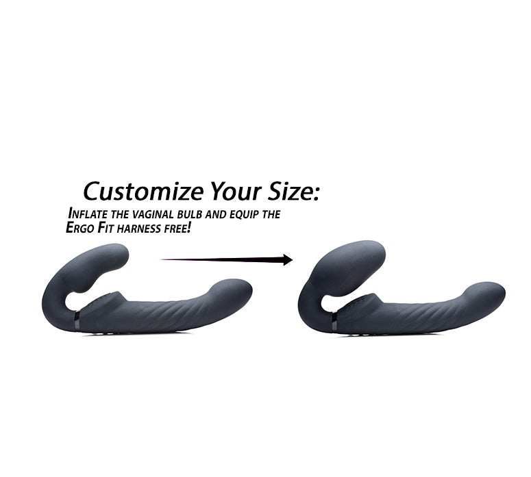 Dildo Vibrador Silicon Consolador Strap-on Lesbico Ergo-Fit Twist Inflatable Vibrating Strapless Strap-on - Black