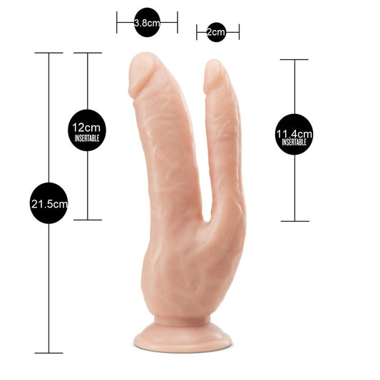 Dildo Doble Penetración Estimulador Dual 8 PuLG Anal Vaginal Dr. Skin - 8 Inch DP Cock - Vanilla