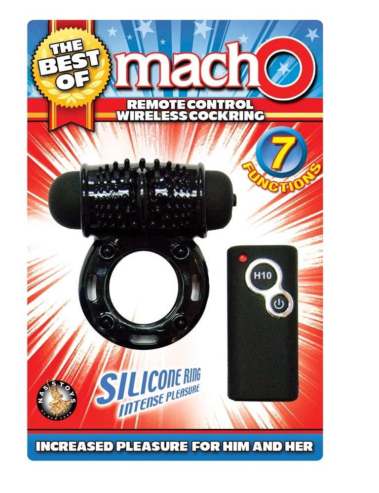 Anillo Pene Inalámbrico Control Remoto Macho 7 Vibraciones THE BEST OF MACHO REMOTE CONTROL WIRELESS COCKRING-BLACK
