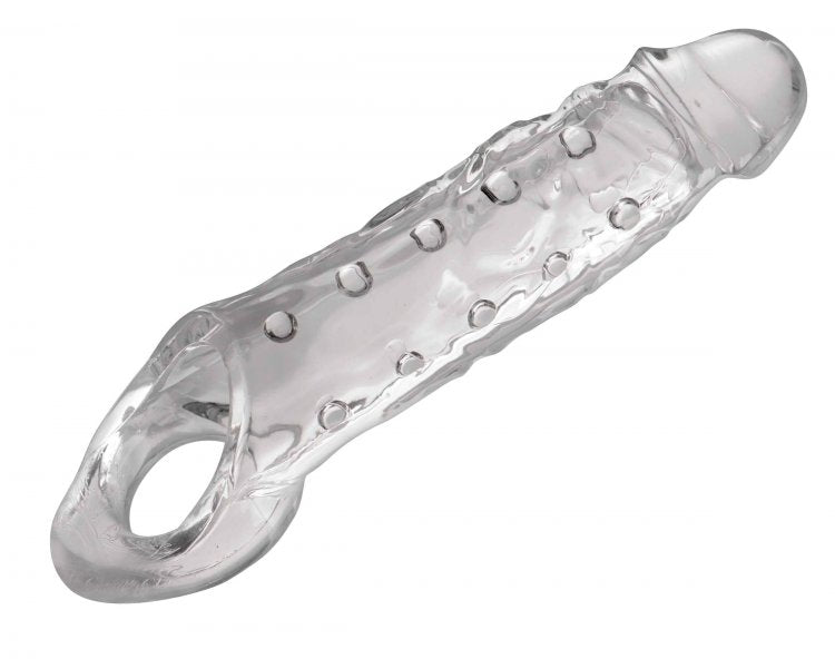 Funda 20cm Extension Textura Exterior Pene Más Grande Grueso Size Matters Clearly Ample Penis Enhancer