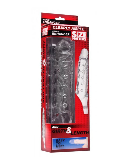 Funda 20cm Extension Textura Exterior Pene Más Grande Grueso Size Matters Clearly Ample Penis Enhancer