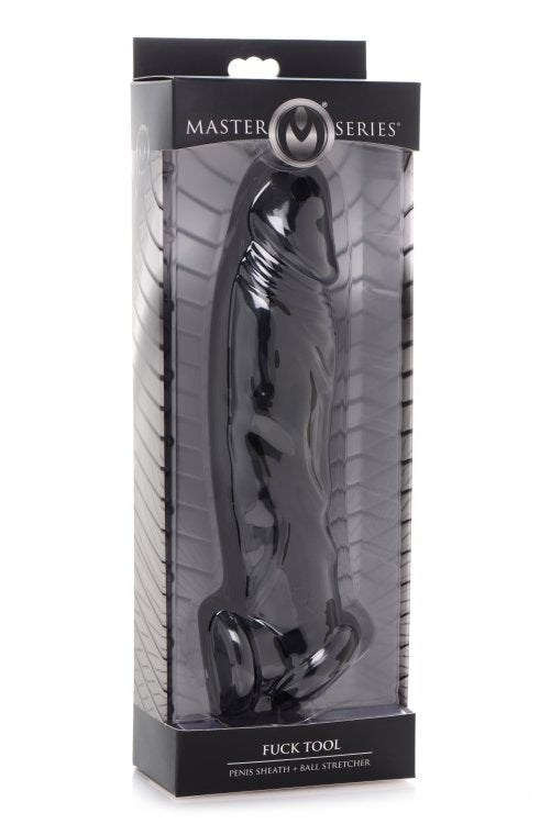 Funda Pene Extensión Textura Mas Grueso Estimulante Negro 18cm Fuk Tool Penis Sheath and Ball Stretcher