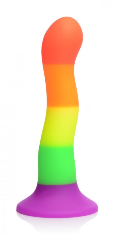 Arnes Con Dildo Suave Flexible 18cm Vaginal O Anal Strap-on Proud Rainbow Silicone Dildo with Harness