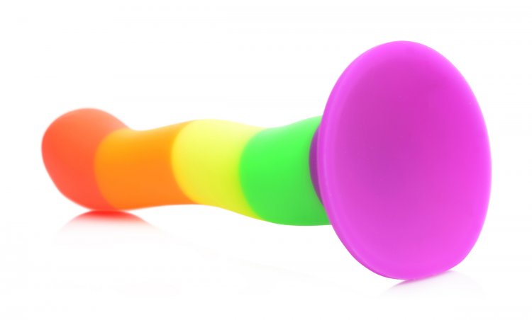 Arnes Con Dildo Suave Flexible 18cm Vaginal O Anal Strap-on Proud Rainbow Silicone Dildo with Harness