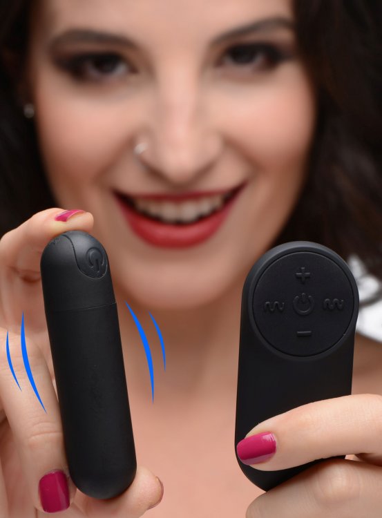 Bala Inalámbrica Potente Recargable Control Remoto Vibrador Vibrating Bullet with Remote Control - Black