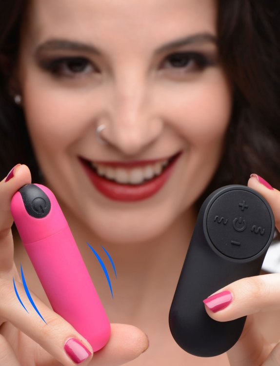 Bala Inalámbrica Potente Recargable Control Remoto Vibrador Vibrating Bullet with Remote Control - pink