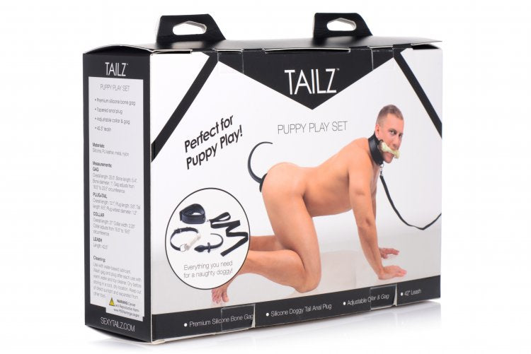 Plug Anal Cola Perro Correa Mordaza Bdsm Sumision Puppy Play Set