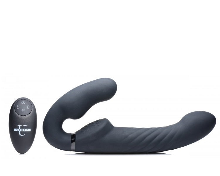 Dildo Vibrador Silicon Consolador Strap-on Lesbico Ergo-Fit Twist Inflatable Vibrating Strapless Strap-on - Black