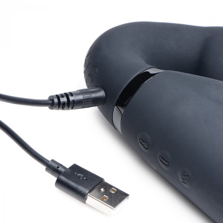 Dildo Vibrador Silicon Consolador Strap-on Lesbico Ergo-Fit Twist Inflatable Vibrating Strapless Strap-on - Black