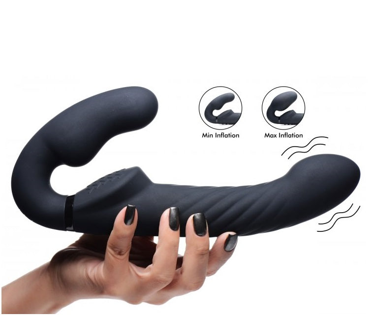 Dildo Vibrador Silicon Consolador Strap-on Lesbico Ergo-Fit Twist Inflatable Vibrating Strapless Strap-on - Black