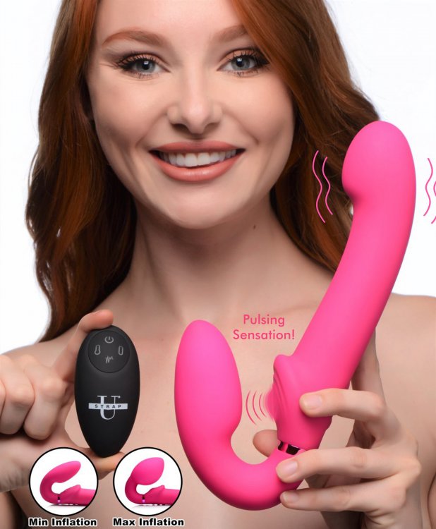 Strap On Vibrador Lesbico Strapless Control Ultra Estimulante 10X Ergo-Fit G-Pulse Inflatable & Vibrating Strapless Strap-On - Pink