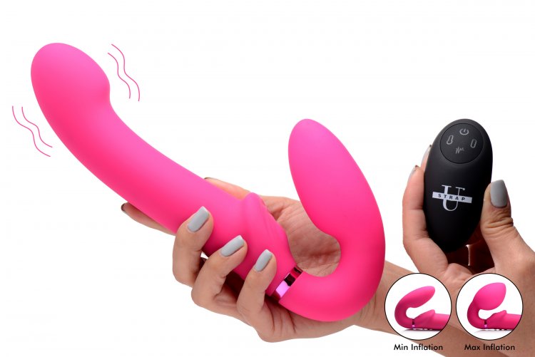 Strap On Vibrador Lesbico Strapless Control Ultra Estimulante 10X Ergo-Fit G-Pulse Inflatable & Vibrating Strapless Strap-On - Pink