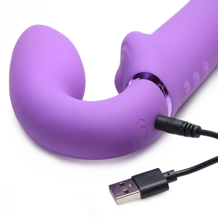 Vibrador Dildo Strapless Strap-on Control Pulsaciones Vagina 10X Ergo-Fit G-Pulse Inflatable & Vibrating Strapless Strap-On - Purple
