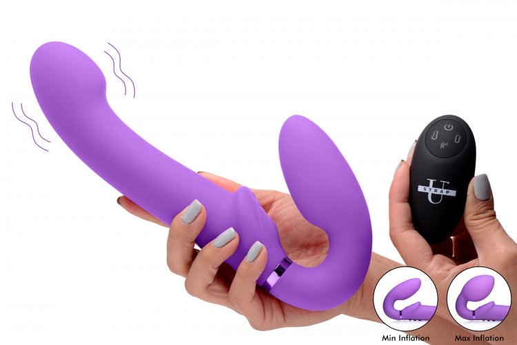 Vibrador Dildo Strapless Strap-on Control Pulsaciones Vagina 10X Ergo-Fit G-Pulse Inflatable & Vibrating Strapless Strap-On - Purple
