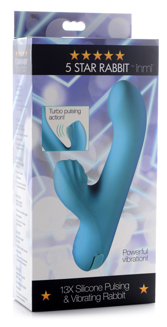 Vibrador De Lujo Recargable Estimulador Clítoris Pulsación 5 Star Rabbit 13X Silicone Pulsing & Vibrating Rabbit - Teal