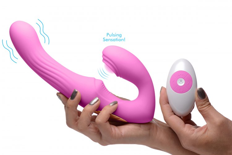 Vibrador Dildo Lésbico Strapless Strap-on Control Pulsaciones 15X U-Pulse Pulse & Vibe Strapless Strap-on w/ Remote - Pink