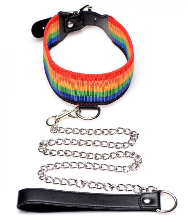 Esposas Principiantes Collar Correa Bdsm Gay Kinky Pride Rainbow Bondage Set