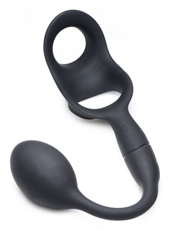 Anillo Para El Pene Con Plug Anal Vibrador Recargable 10X P-BOMB Cock & Ball Ring w/ Vibrating Anal Plug