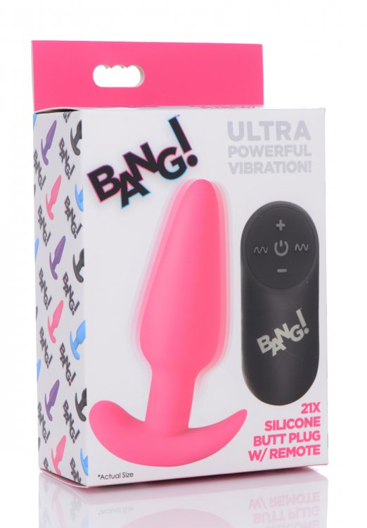 Vibrador Anal Plug Bala Estimulador Unisex Principiantes 21X Remote Control Vibrating Silicone Butt Plug - Pink